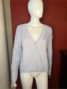 JONATHAN SIMKHAI Cotton Cashmere Oversized V-Neck Cardigan - Small (Fits M)